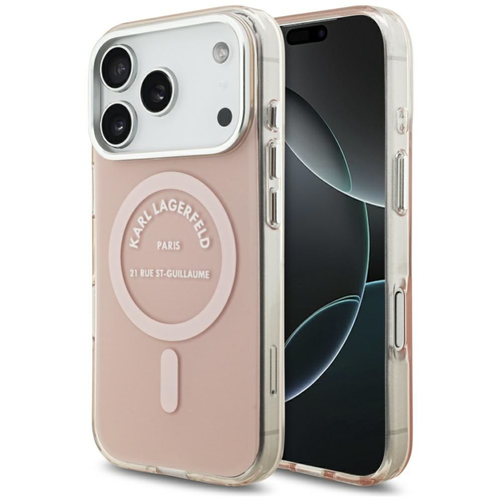 Чехол на заднюю панель Karl Lagerfeld Apple iPhone 17 Pro Silicone case with MagSafe IML Karl RSG Logo Pink