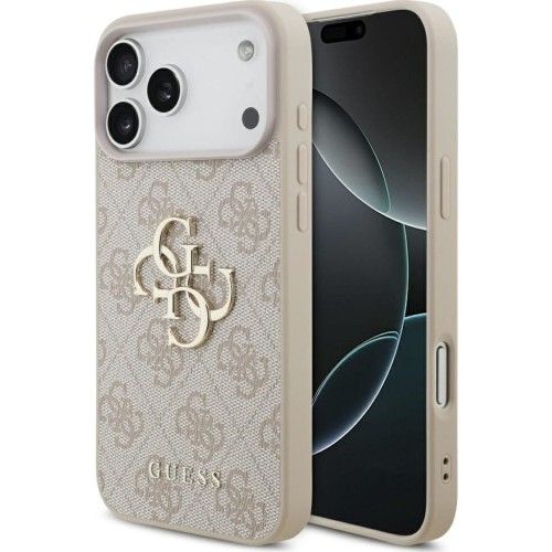 Back panel cover Guess Apple iPhone 17 Pro Max Silicone case with MagSafe Big Logo Pink