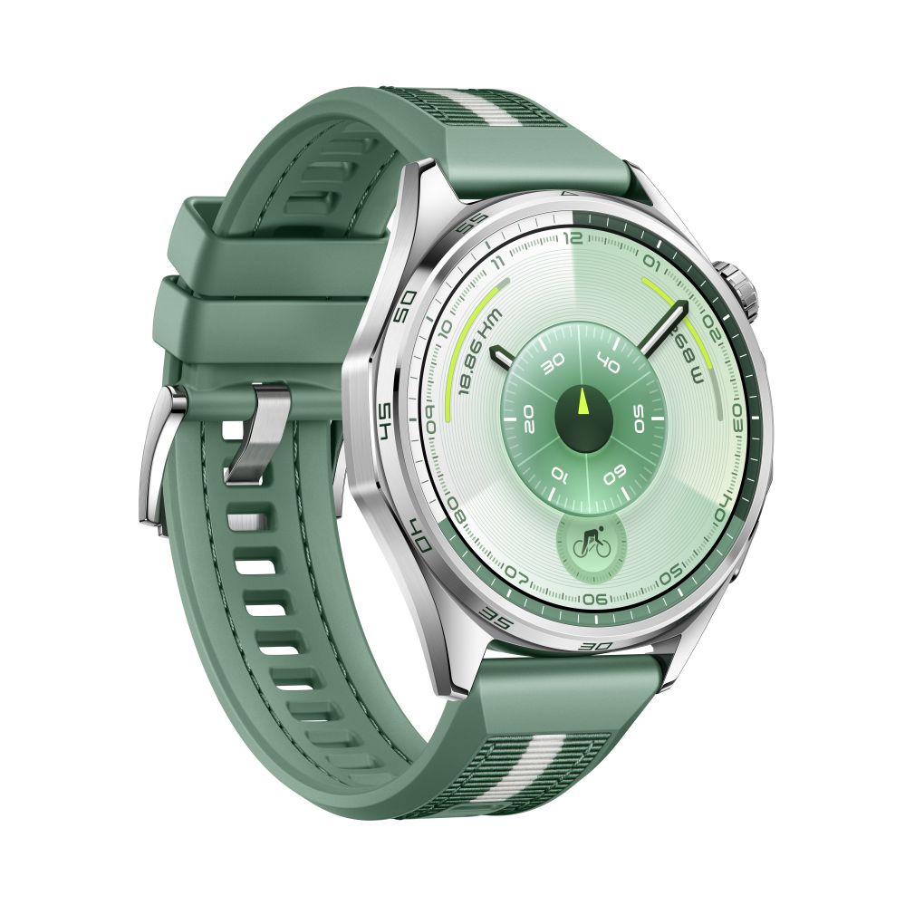 Nutikell Huawei  WATCH GT6 46mm Steel Stainless Steel Case with Green Woven Strap Green