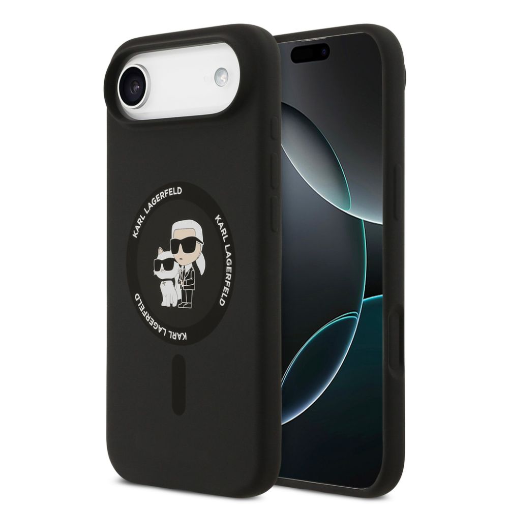 Back panel cover Karl Lagerfeld Apple iPhone Air Liquid Silicone Karl and Choupette MagSafe Case Black