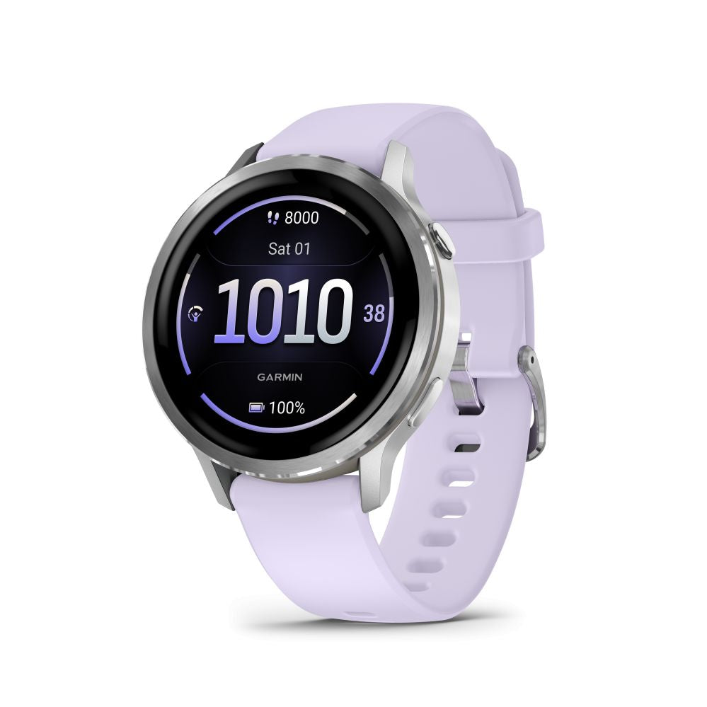 Умные часы Garmin  Venu 4 - 41mm, Silver with Periwinkle Silicone Band sports watch