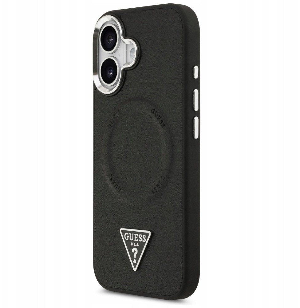 Tagakaaned Guess Apple iPhone 17 PU Leather Triangle Logo MagSafe Case Black