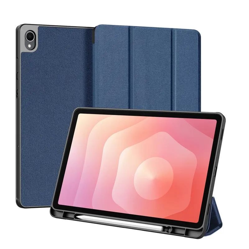 Kaaned Dux Ducis Samsung Galaxy Tab S11 Domo Series Tri-fold Stand PU Leather Tablet Cover Blue