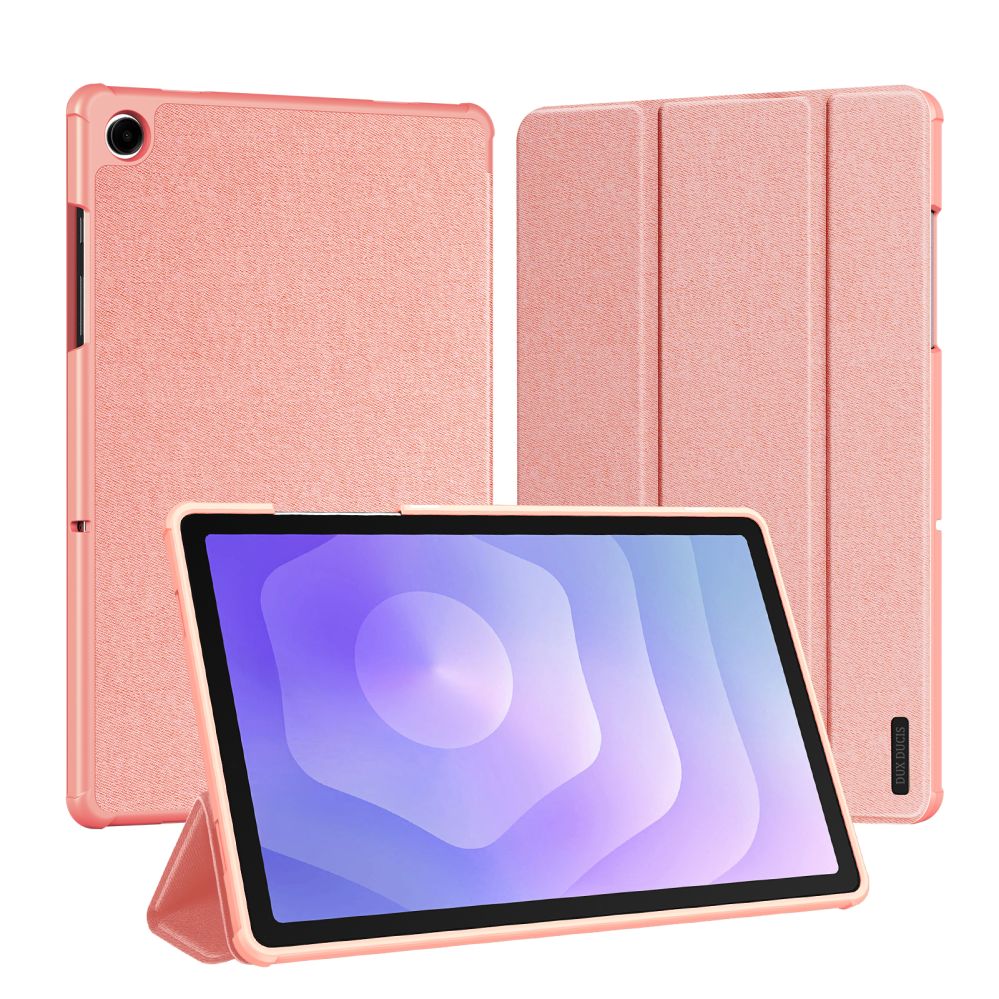 Kaaned Dux Ducis  Galaxy Tab A9 Plus / Tab A11 Plus Domo Series Tri-fold Stand PU Leather Tablet Cover Pink