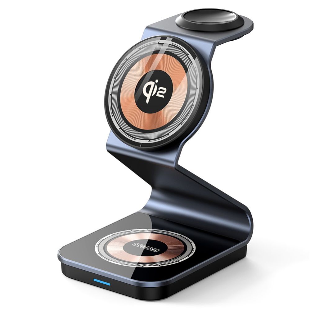 Juhtmeta laadija Duzzona  W21 3-in-1 15W Wireless Charging Stand Phone Earphone Watch Charger (Qi2 Certified) Transparent