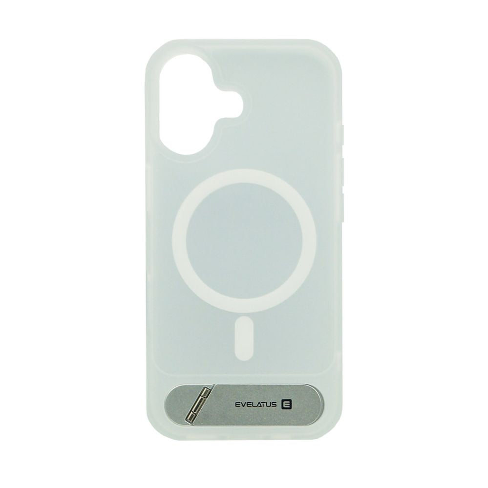 Back panel cover Evelatus Apple iPhone 17 Rubber Coated MagSafe With Stand Case Silver