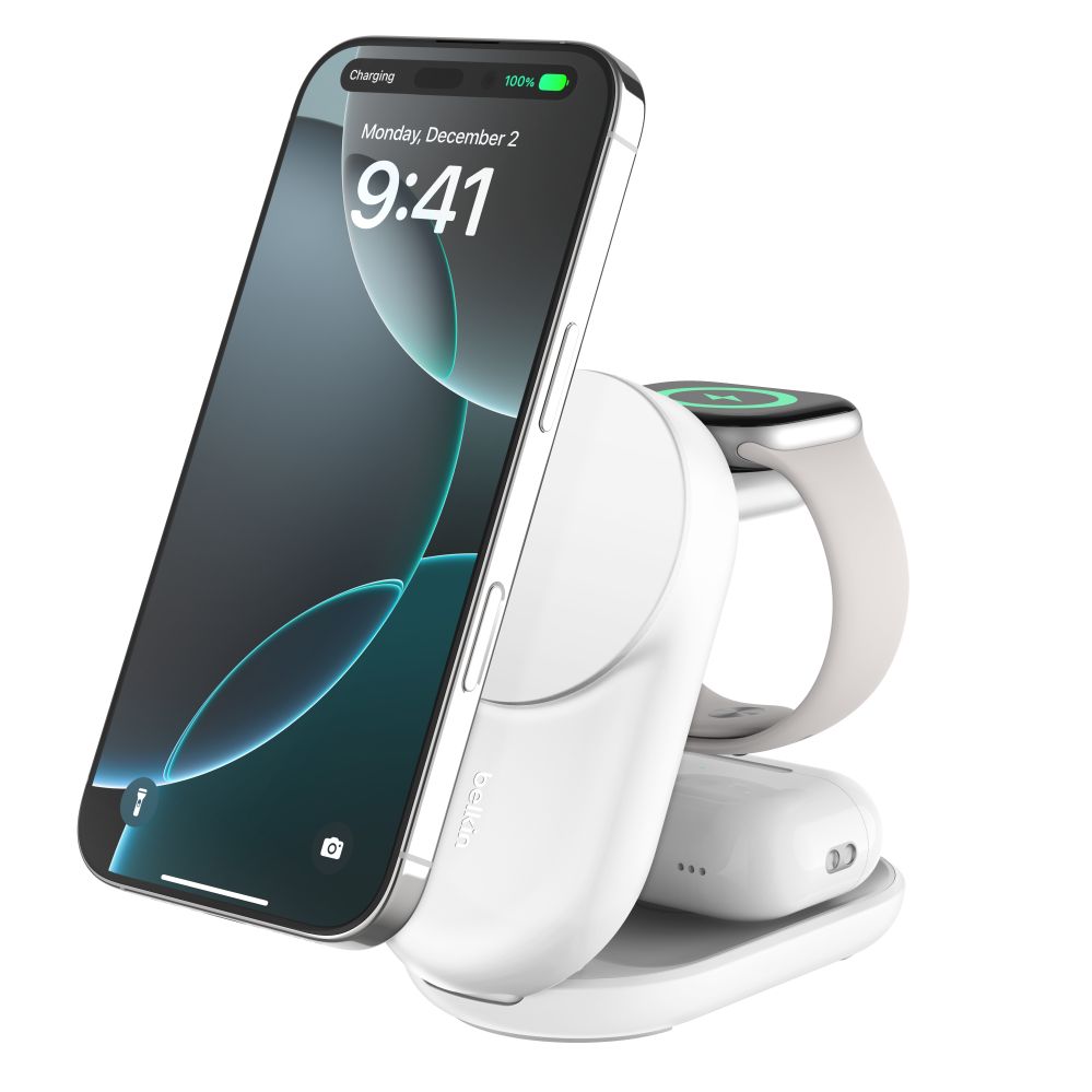 Juhtmeta laadija Belkin  UltraCharge 25w Qi2 3in1 Magnetic Charger White