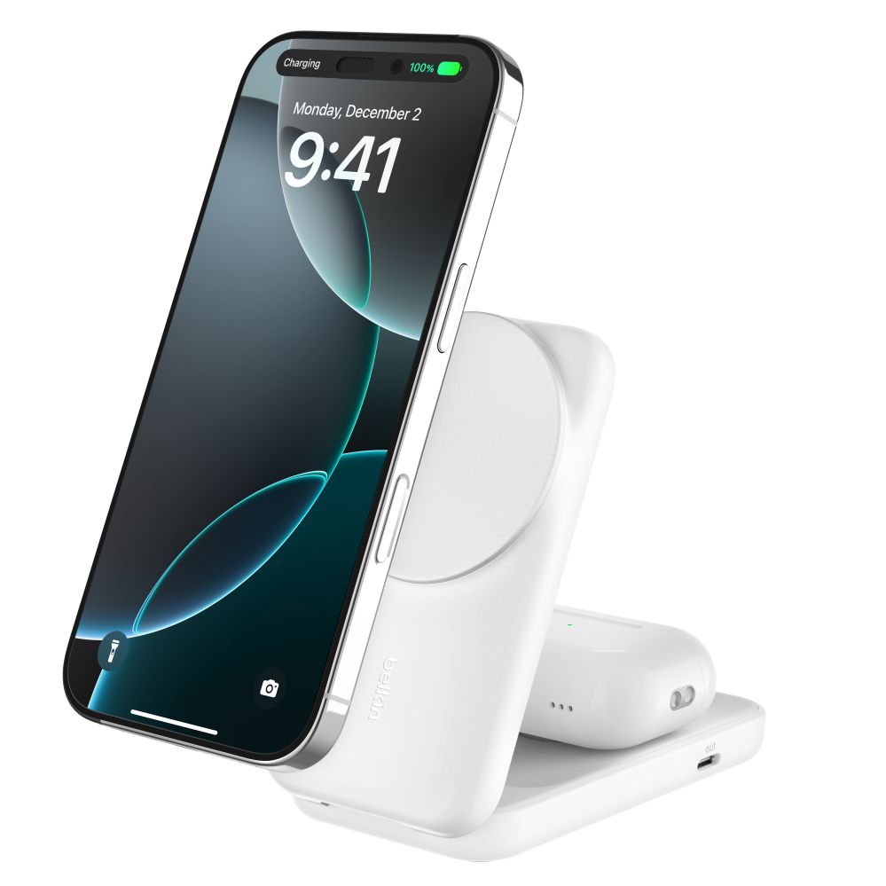 Juhtmeta laadija Belkin  UltraCharge 25w Qi2 2in1 Magnetic Charger plus USB-C White