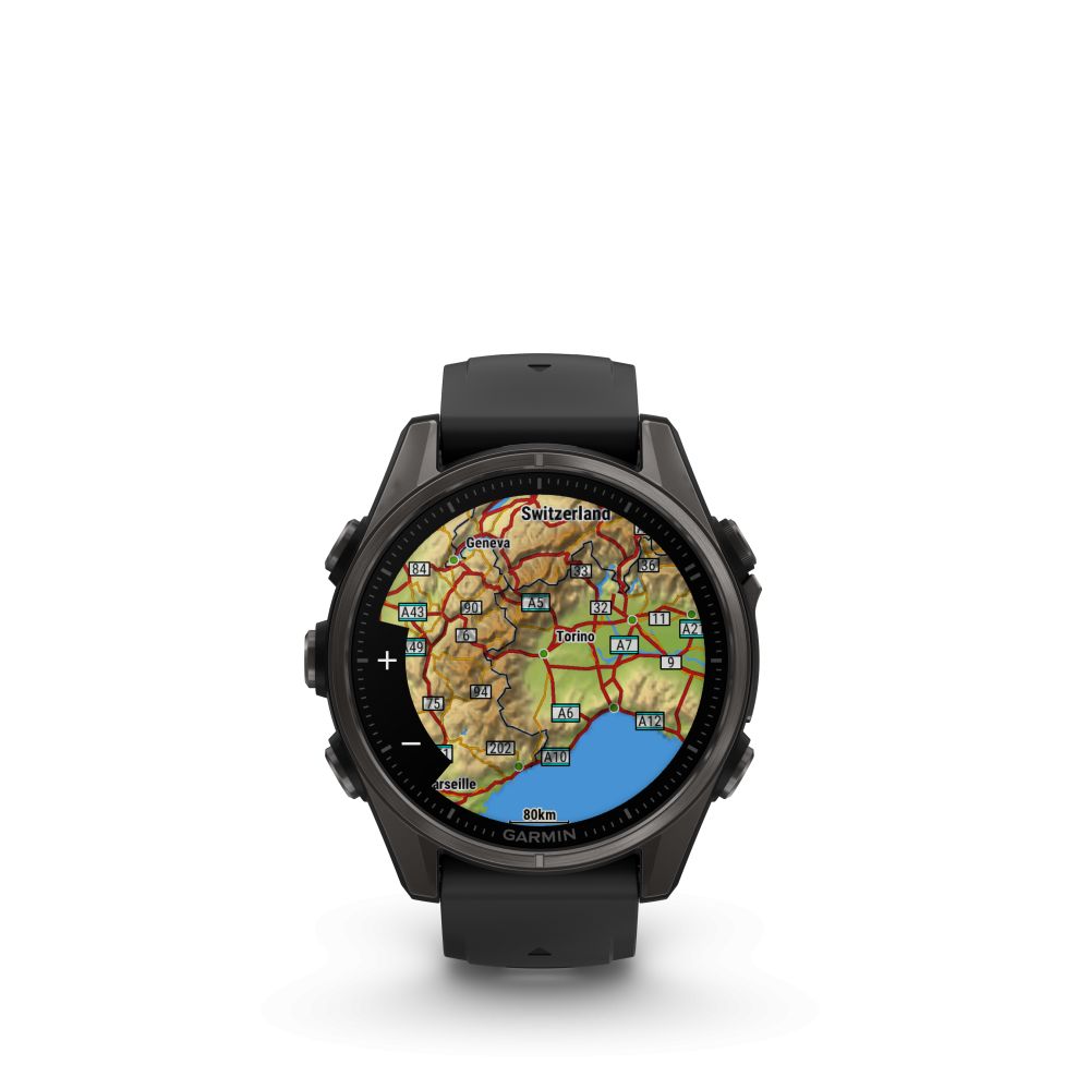 Nutikell Garmin  Fenix 8 – 43 mm, AMOLED Sapphire, Carbon grey DLC titanium with Black/pebble grey silicone band/ 010-02903-21