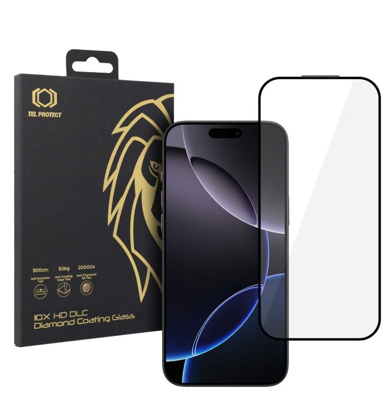 Tagakaaned iLike Apple Iphone 16 Pro Max 10X HD DLC Diamond Coating Tempered Glass Black