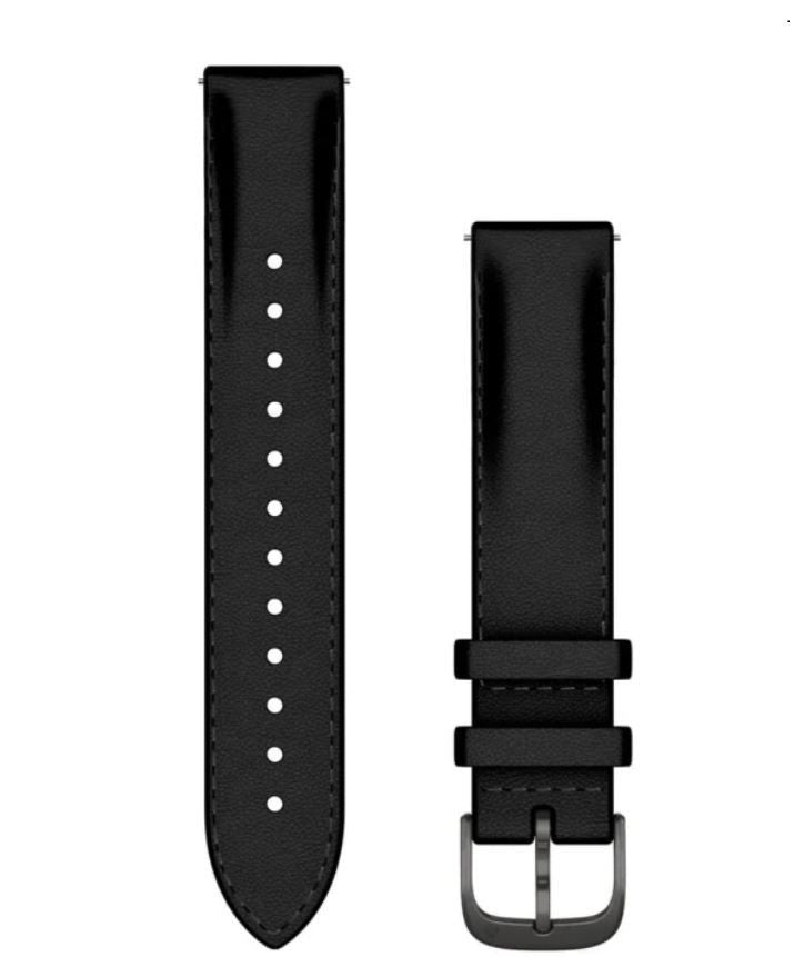Rihm Garmin  Quick Release Bands (18 mm) Black leather, brushed slate hardware