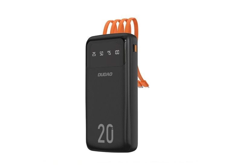 Внешний аккумулятор Dudao  capacious powerbank with 3 built-in cables 20000mAh USB Type C + micro USB + Lightning black (Dudao K6Pro +) Black