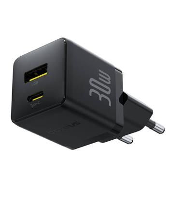 Адаптер Baseus  Palm Fast Charger USB-A + USB-C 30W Black