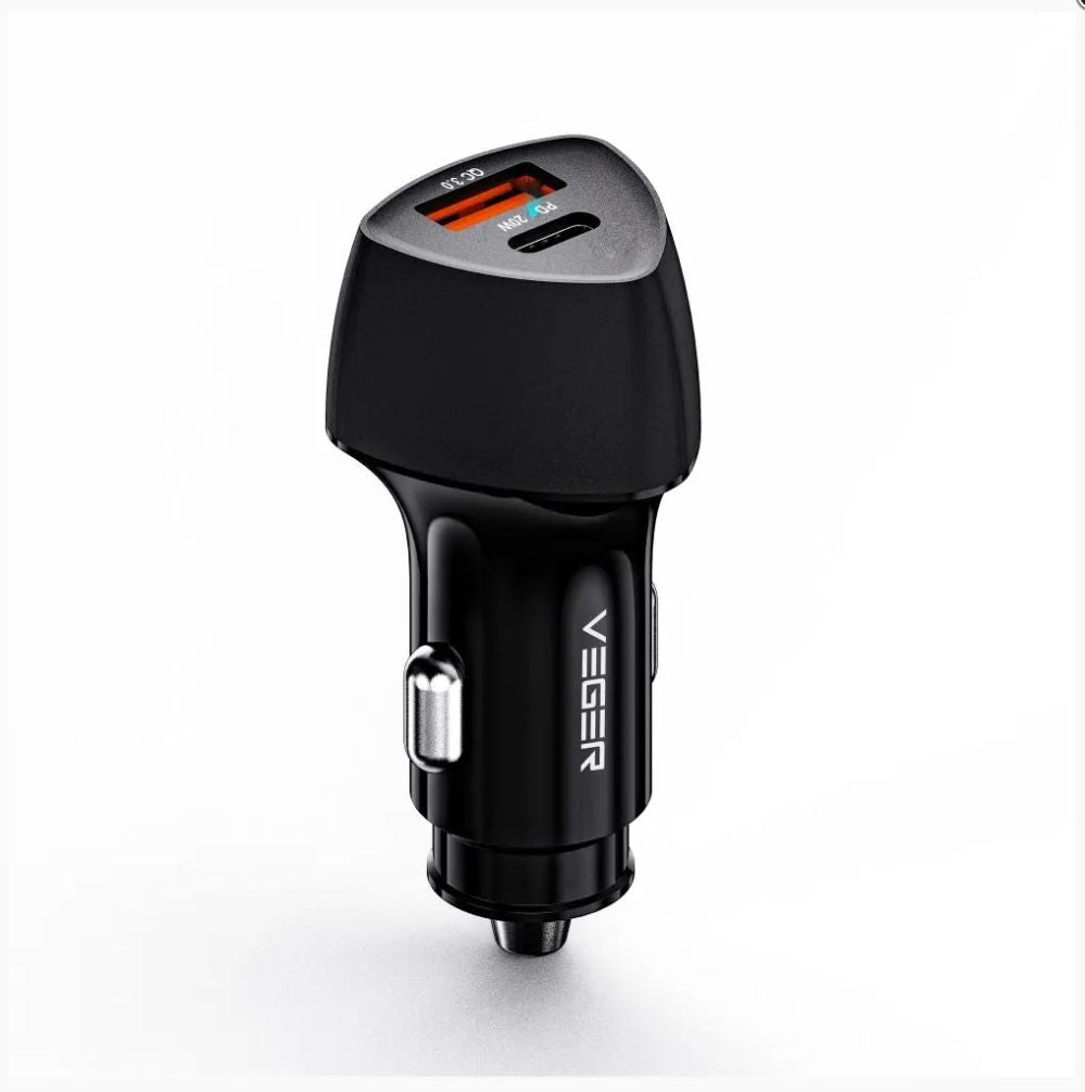 Autolaadijad Veger  CC50 Rigorous PD38W (1A1C) car charger Black