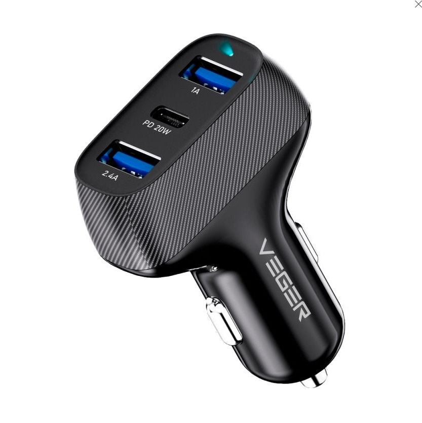 Autolaadijad Veger  CC271 Rigorous PD37W (2A1C) carcharger Black