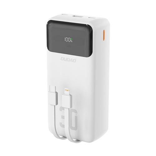 Внешний аккумулятор Dudao  K15Max 30000mAh PD 22.5W Powerbank with USB-C and Lightning Cables White