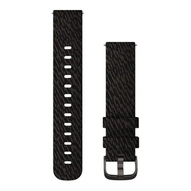 Rihm Garmin  Quick Release 20 mm Black Pepper Woven Nylon with Slate Hardware — 010-12924-13 Black