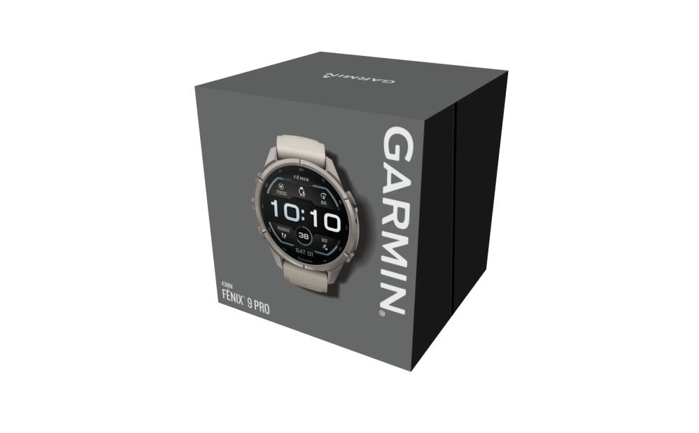 Nutikell Garmin  Fenix 9 Pro – 43mm
Titanium with Fog Grey/Dark Sandstone Silicone Band