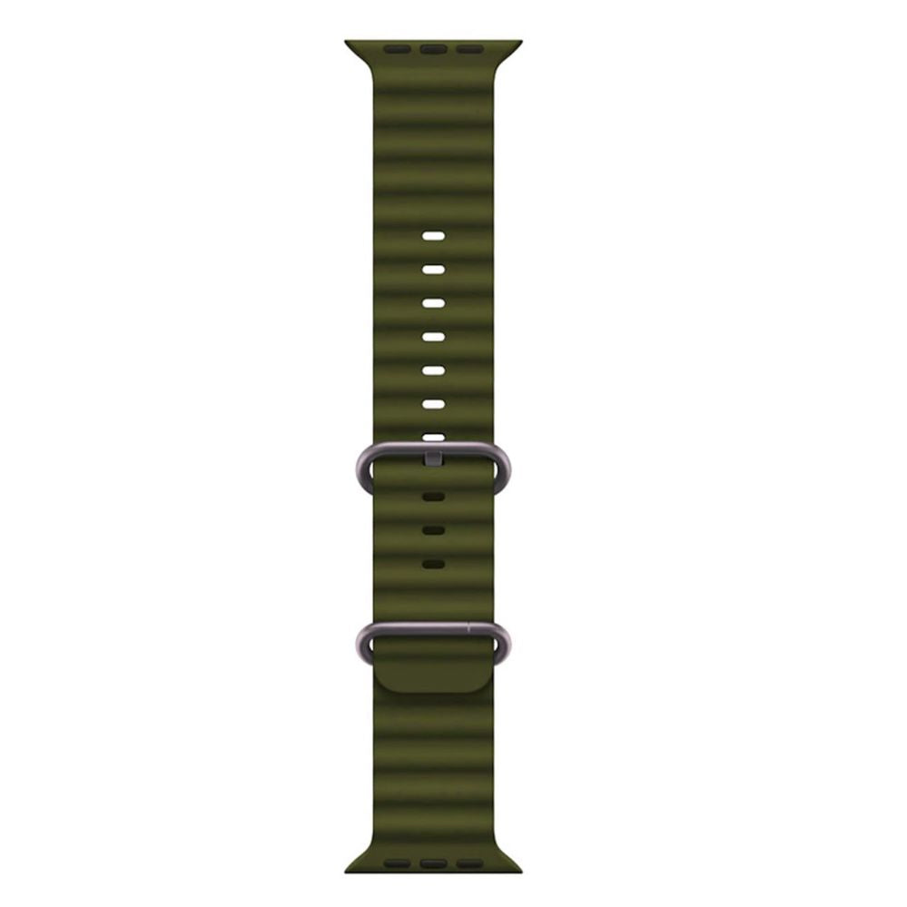 Rihm iWear  S1 Grooved Soft Silicone 20mm strap for Apple Watch 49mm / 45mm / 44mm / 42mm Khaki Green