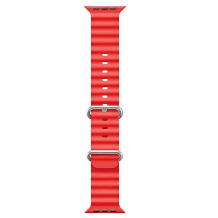 Rihm iWear  S1 Grooved Soft Silicone 20mm strap for Apple Watch 49mm / 45mm / 44mm / 42mm Red