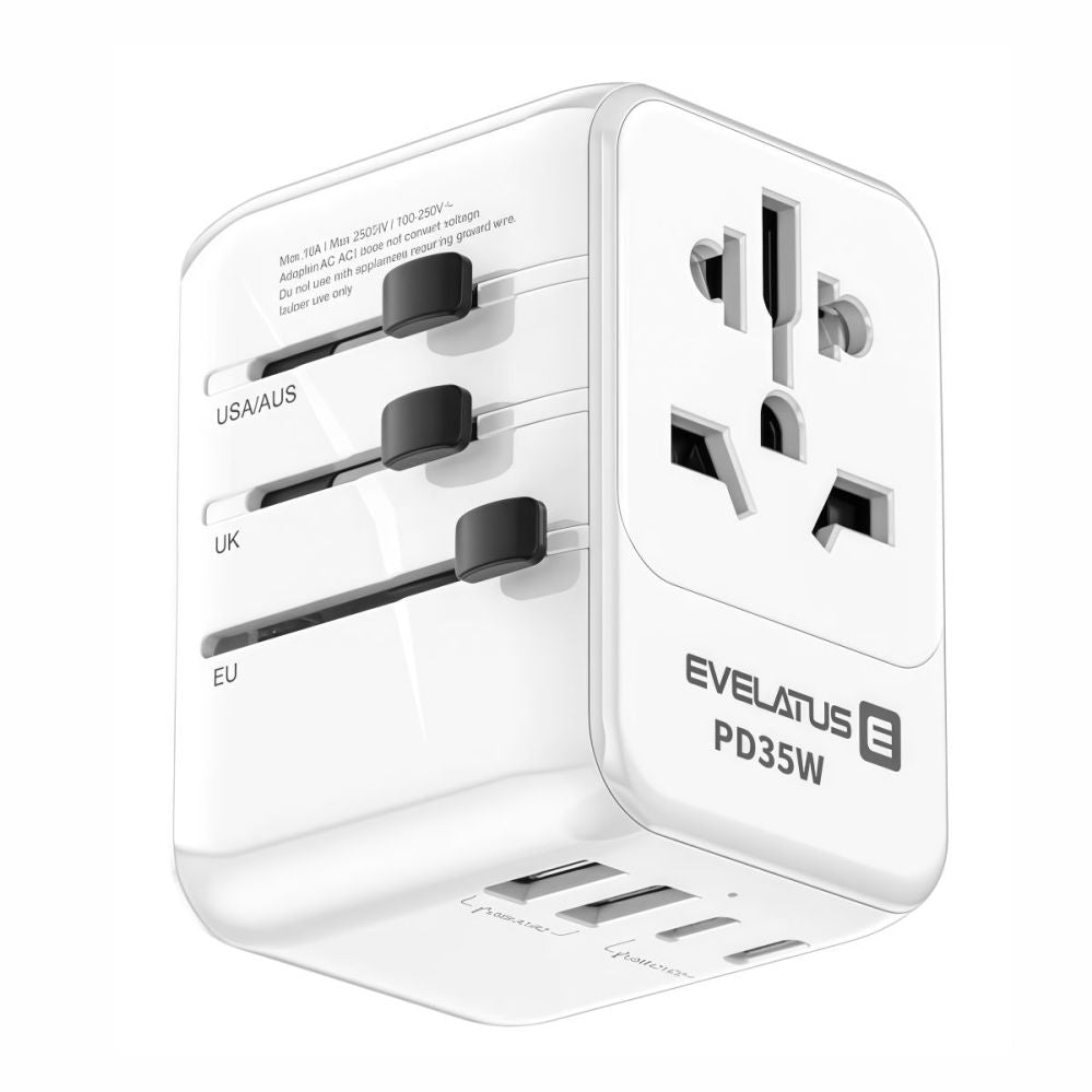 Adaptrid Evelatus  35W World Travel Adapter 1PD & 2 Type-C & 2 USB Charger  09051 White