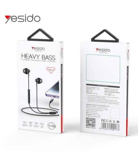Kõrvaklapid yesido  YH48 Aluminum Alloy In-ear Earphone With Remote Control IP Interface Wired Headphone Black