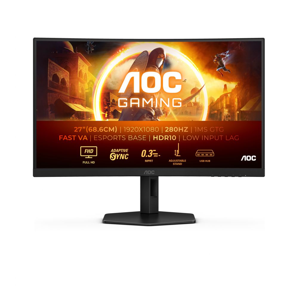 Monitor AOC  Gaming C27G4ZXU 27", 1920x1080/1ms/300cd/m², HDMI, DisplayPort, Headphone Out