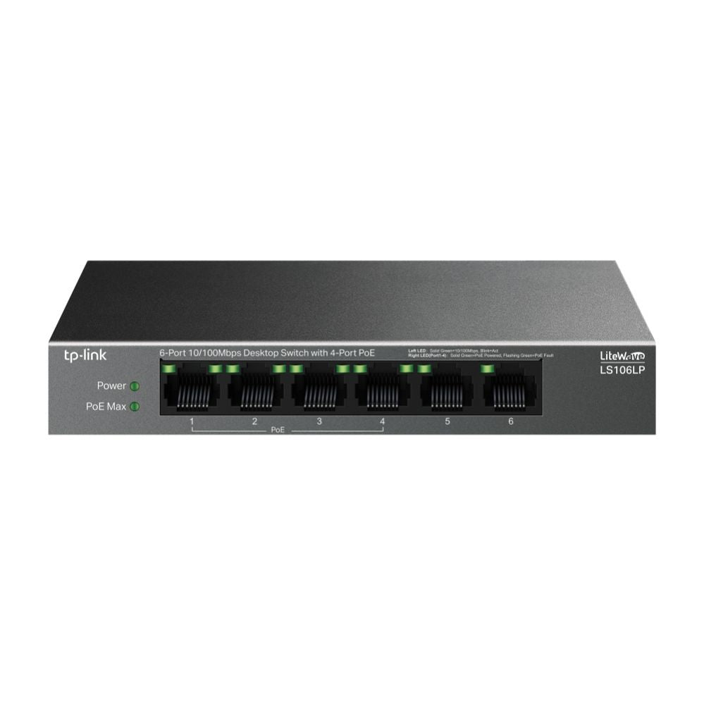 Коммутатор TP-Link  NET SWITCH 6PORT 10/100M 4POE+/LS106LP