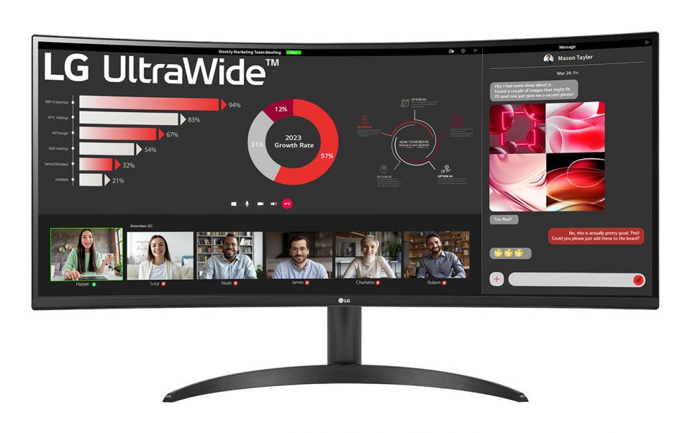 Monitorid LG  34WR50QK-B.AEU Curved UltraWide Monitor 34"/21:9, 3440x1440, HDMI, DisplayPort USB