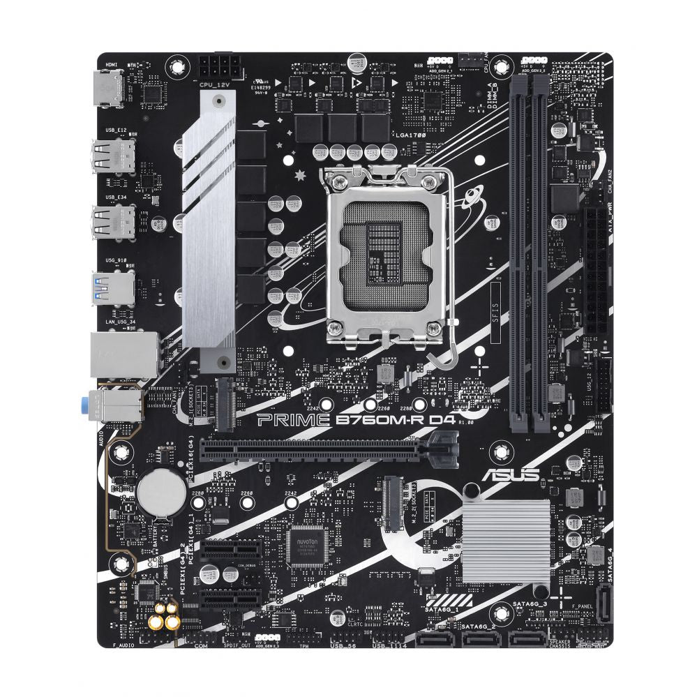 Intel protsessori emaplaat Asus  PRIME B760M-R D4 | Processor family Intel | Processor socket LGA1700 | Number of SATA connectors 4