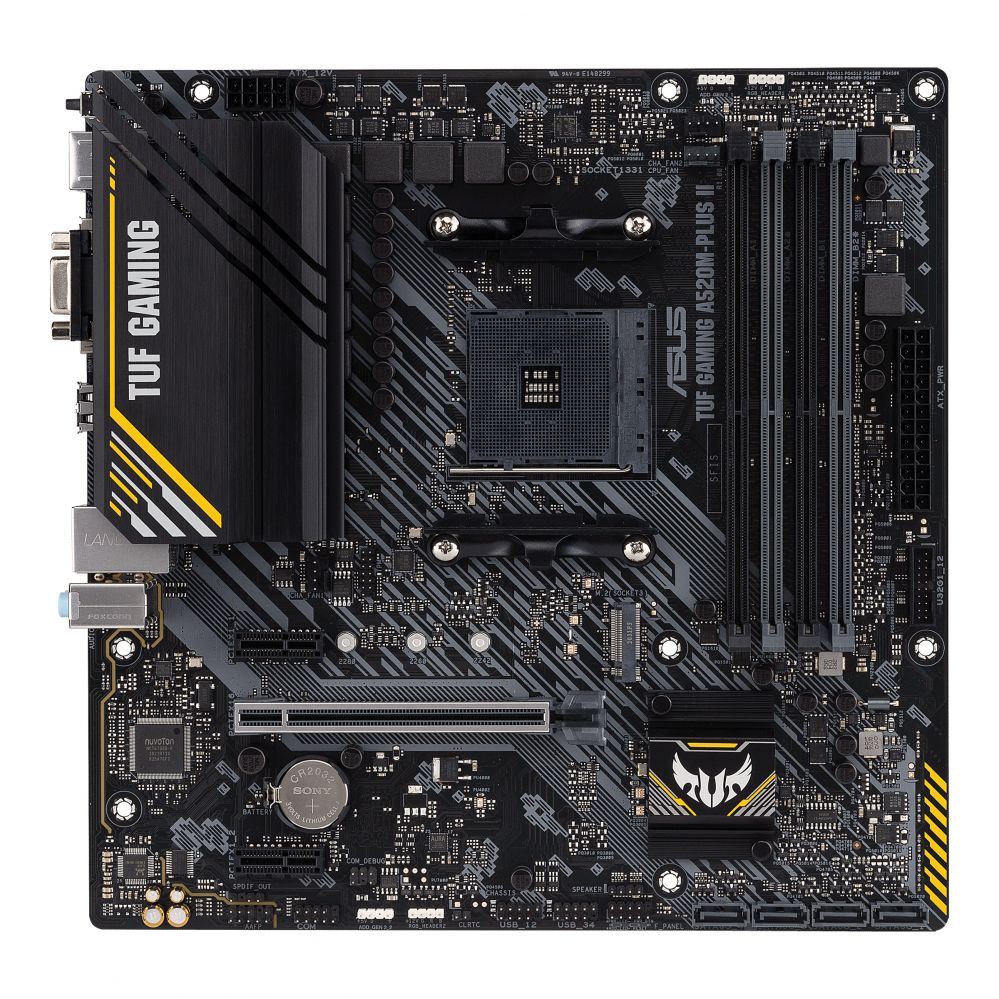 Intel protsessori emaplaat Asus  TUF GAMING A520M-PLUS II Processor family AMD, Processor socket AM4, DDR4 DIMM, Memory slots 4, Supported hard disk drive interfaces 	SATA, M.2, Number of SATA connectors 4, Chipset  AMD A520, Micro ATX