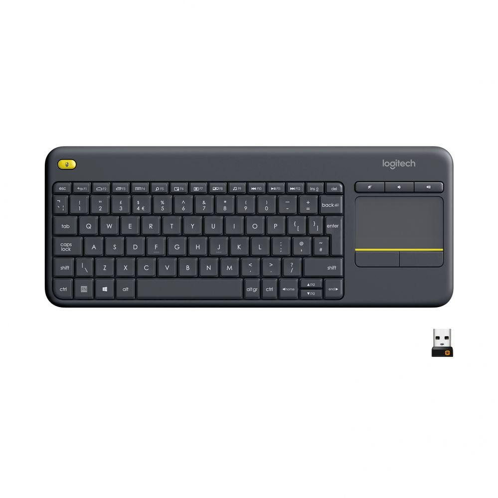 Компьютерная клавиатура Logitech  K400 Plus Keyboard with Trackpad, Wireless, NL, 380 g, USB port, Black