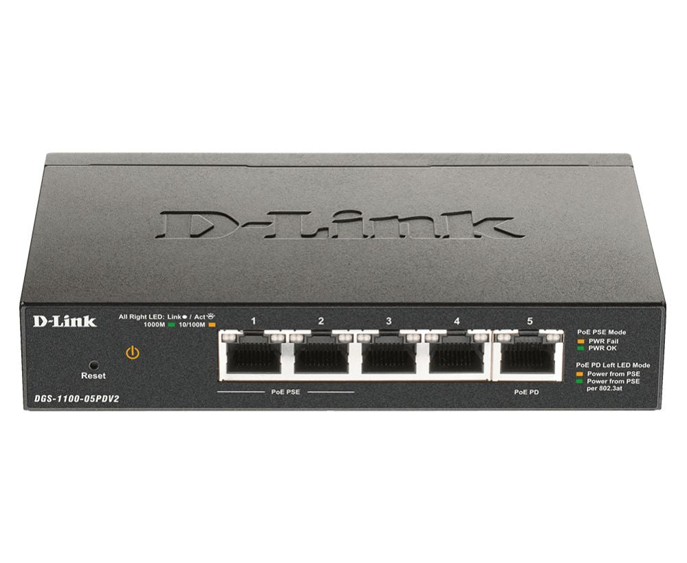 Server – muud tarvikud D-link  5-Port Gigabit PoE Smart Managed Switch and PoE Extender DGS-1100-05PDV2 Web managed, Desktop