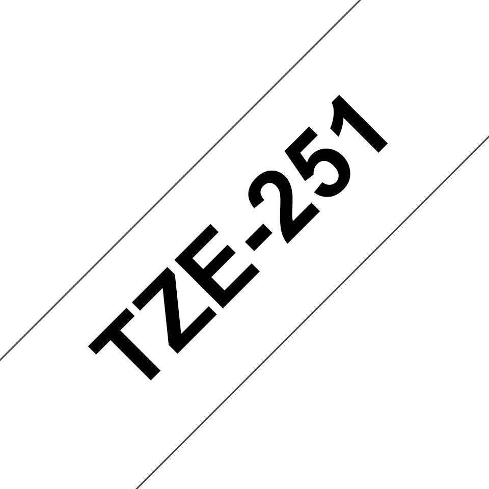 Аксессуары и расходные материалы Brother  TZ-251 Laminated Tape Black on White, TZe, 8 m, 2.4 cm