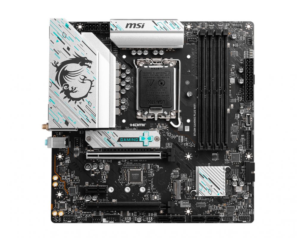 Intel protsessori emaplaat MSI  B760M GAMING PLUS WIFI Processor family Intel Processor socket LGA1700 DDR5 Supported hard disk drive interfaces SATA, M.2 Number of SATA connectors 4