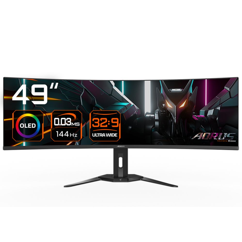 Monitor Gigabyte  Gaming Monitor 49" OLED AORUS CO49DQ EK1, 5120x1440 DQHD, 3 ms, 250 cd/m2 (TYP), HDMI ports quantity 2, 144 Hz, Black