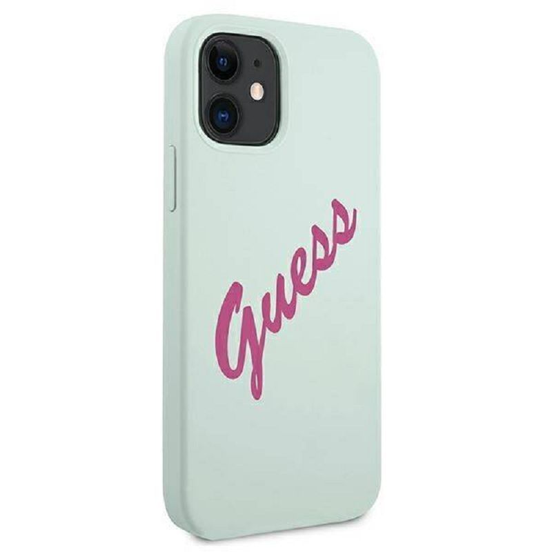 Back panel cover Guess Apple iPhone 12 Mini 5.4'' Vintage Fuschia Script Cover Blue