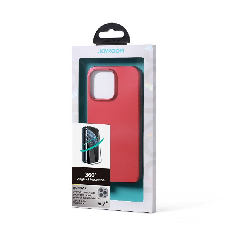 Чехол на заднюю панель Joyroom - Joyroom 360 Full Case front and back cover for iPhone 13 Pro Max + tempered glass screen protector red (JR-BP928 red)