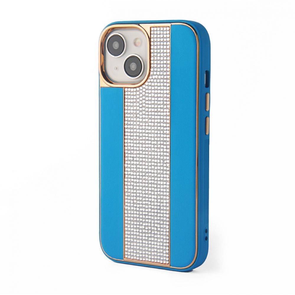 Tagakaaned iLike Apple iPhone 15 Diamonds and Leather Case Blue