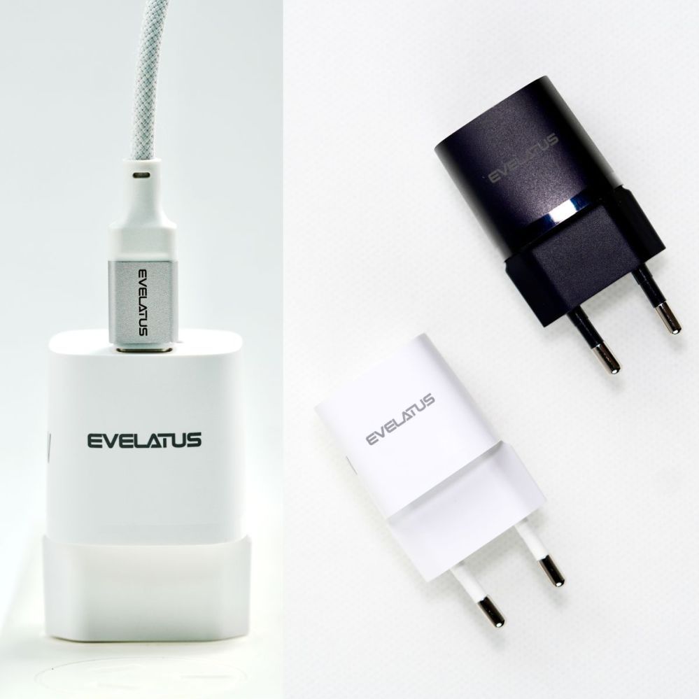 Адаптер Evelatus  USB-A and USB-C 30W Max / EU charger White