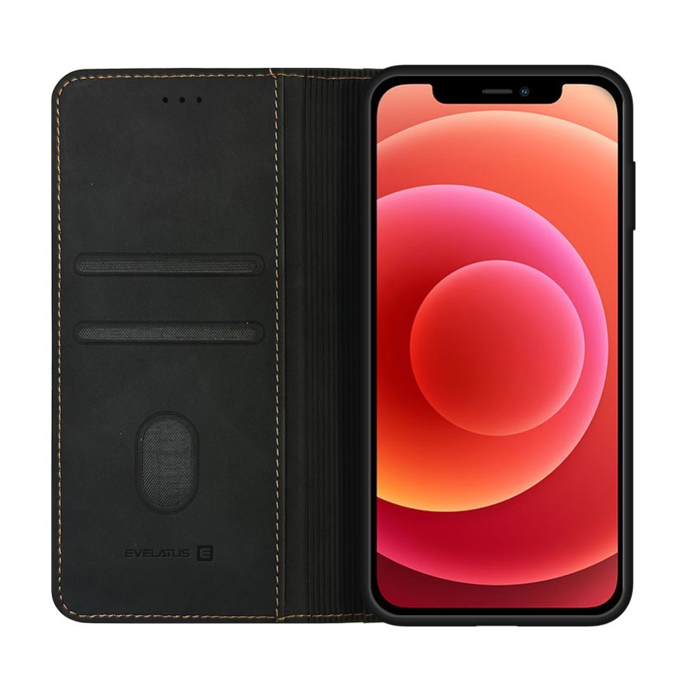Kaaned - kaaned Evelatus Apple iPhone 12 / 12 Pro Book Case Folio Black