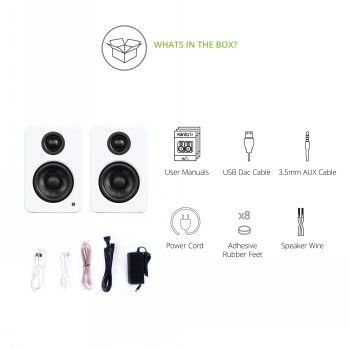Аксессуары для Bluetooth-колонок KANTO AUDIO  KANTO AUDIO 3" DRIVER - POWERED SPEAKERS WITH USB DAC AND 3.5MM AUX - MATTE WHITE (INCL. TYPE C & G POWER CORDS)