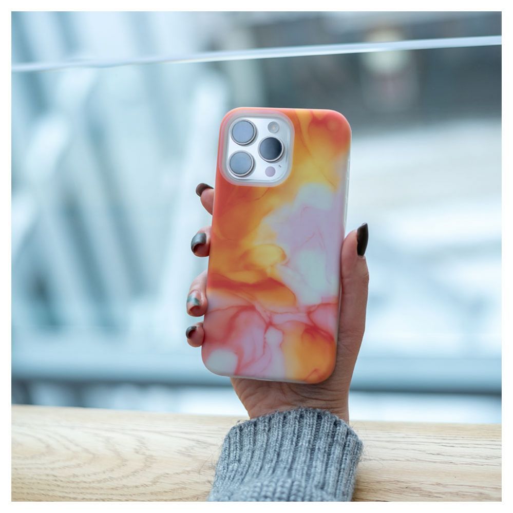 Back panel cover Evelatus Apple iPhone 15 Pro Max Premium Silicone case Customized Print Orange