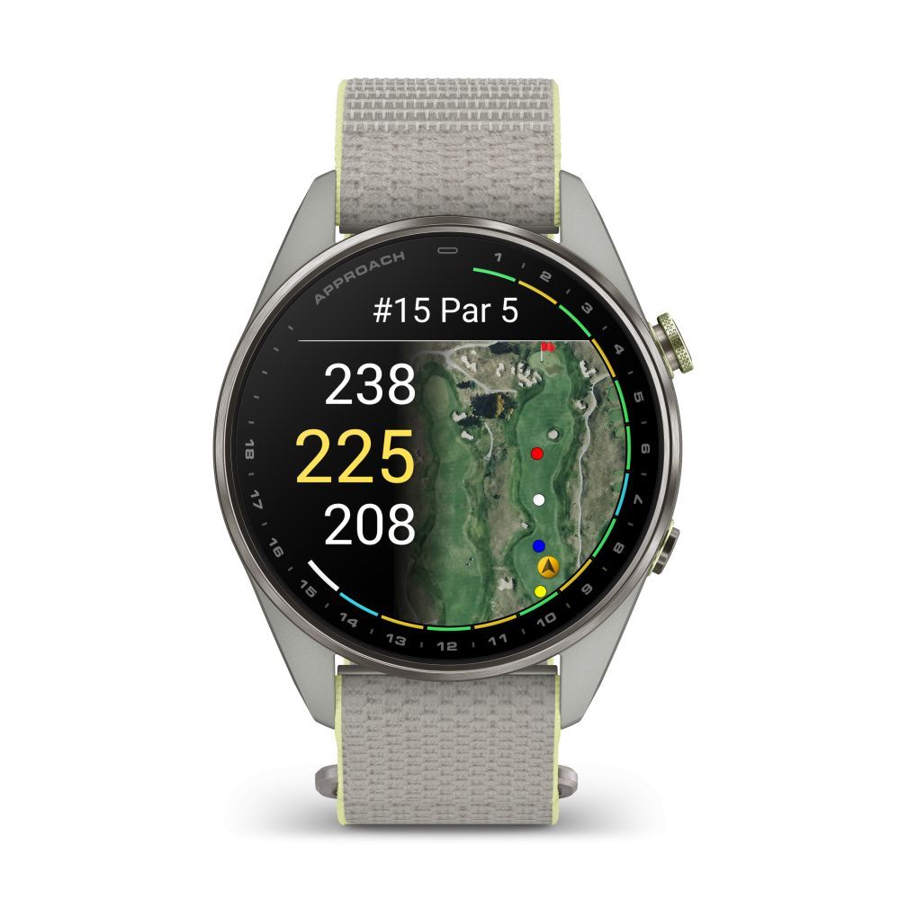Nutikell Garmin  Approach S72 47mm Silver/Citron Ti Bezel with Fog Grey/Citron ComfortFit Fabric Band
