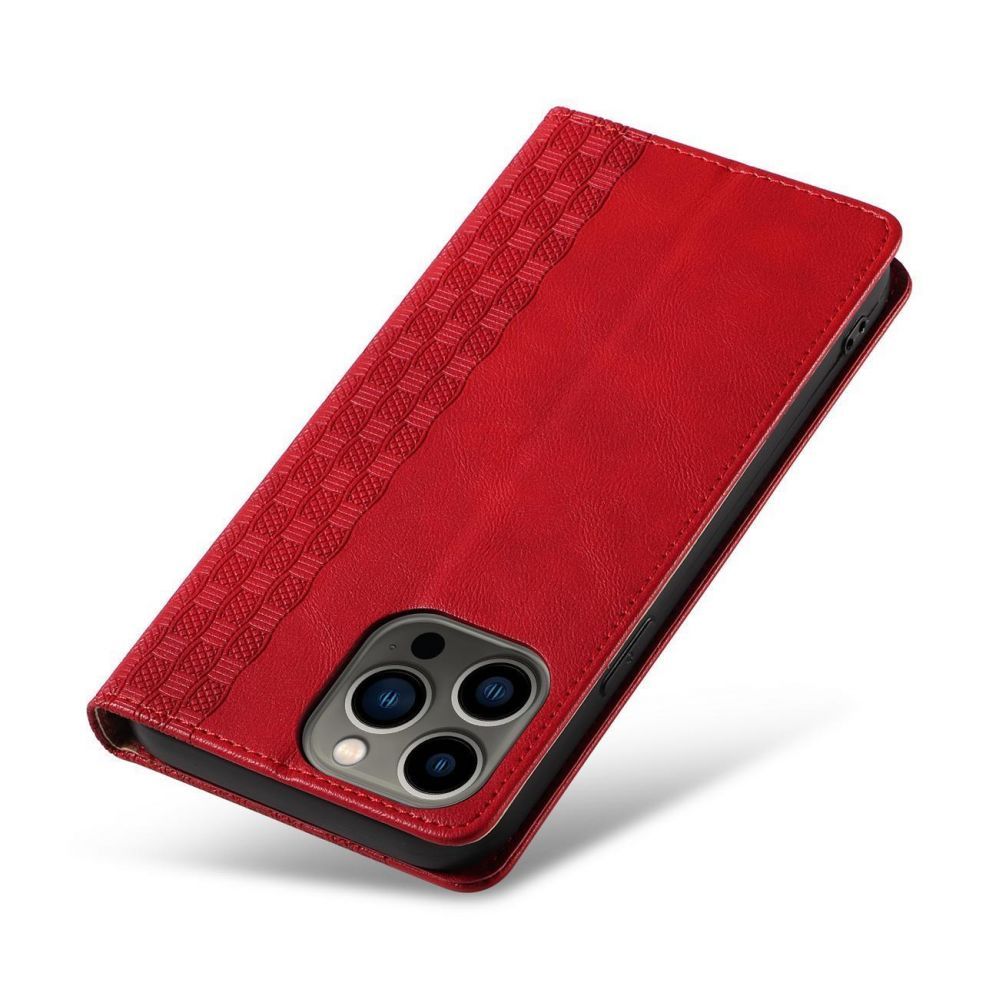 Tagakaaned Hurtel - Magnet Strap Case Case for iPhone 13 Pro Max Pouch Wallet + Mini Lanyard Pendant Red