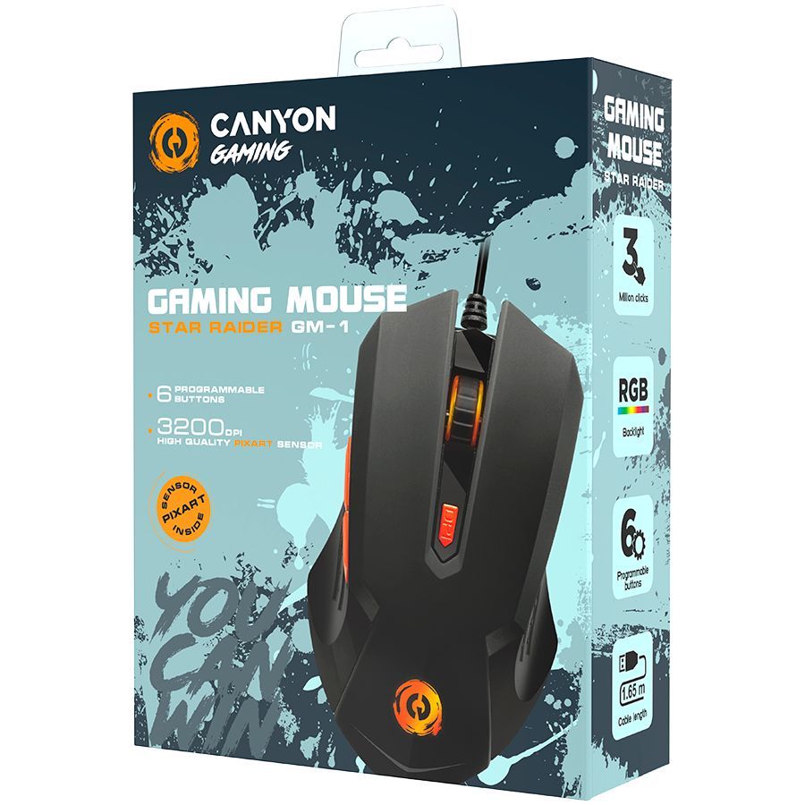 Computer mouse Canyon  CANYON mouse Star Raider GM-1 RGB 6buttons Wired Black