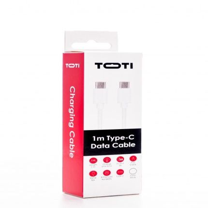 Kaabel seek toti  SEEK TOTI Type-C to Type-C, 1m PVC Data Cable 3A, White