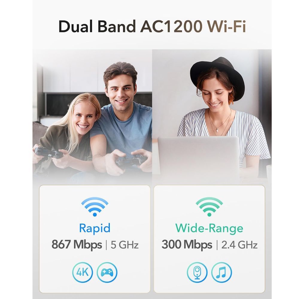 Ruuterid Cudy  LT500ELinkCell AC1200 4G LTE Cat4 Router Dual Band WiFi Nano SIM VPN Mesh Support White