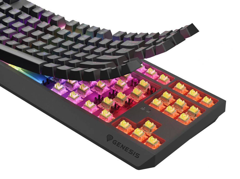 Компьютерная клавиатура Genesis  THOR 230 | Mechanical Gaming Keyboard | Wireless | US | Black | 2.4 GHz, Bluetooth, USB | Outemu Silent Lemon