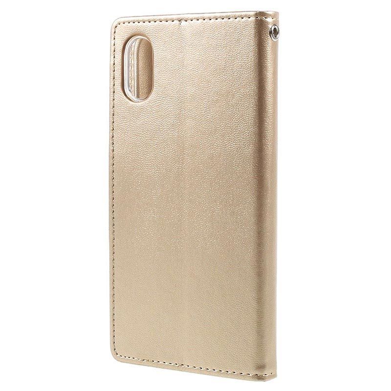 Kaaned - kaaned Mercury Apple iPhone X/XS Bluemoon Diary Case Gold